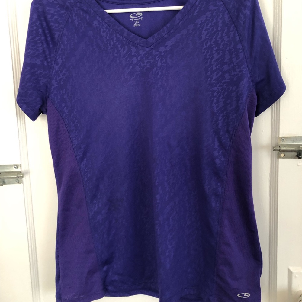 Purple athletic wear top, Size Large, Champion
